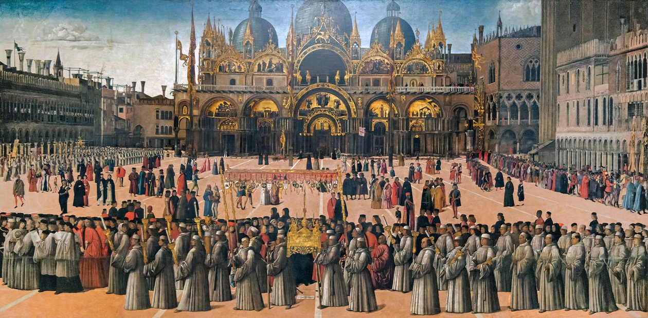 Prozession auf dem Markusplatz in Venedig, 1496 von Gentile Bellini