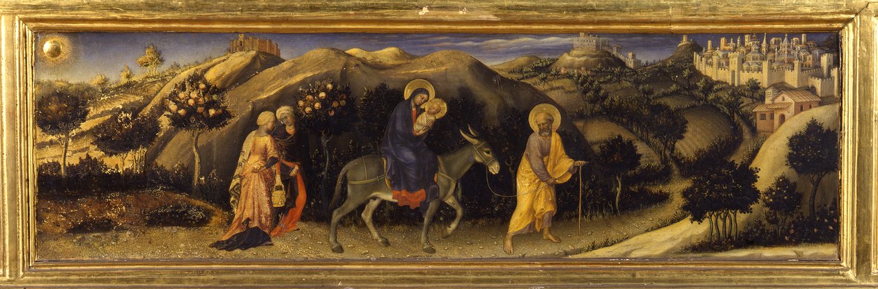 Flucht nach Ägypten (Predella der Anbetung der Heiligen Drei Könige, Pala Strozzi) von Gentile da Fabriano