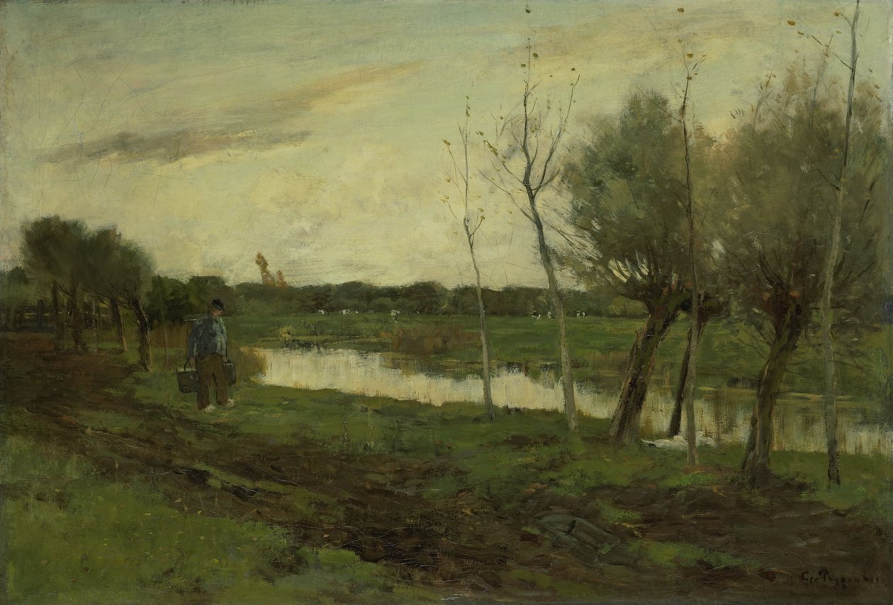 Landschaft mit Kanal von Geo Poggenbeek