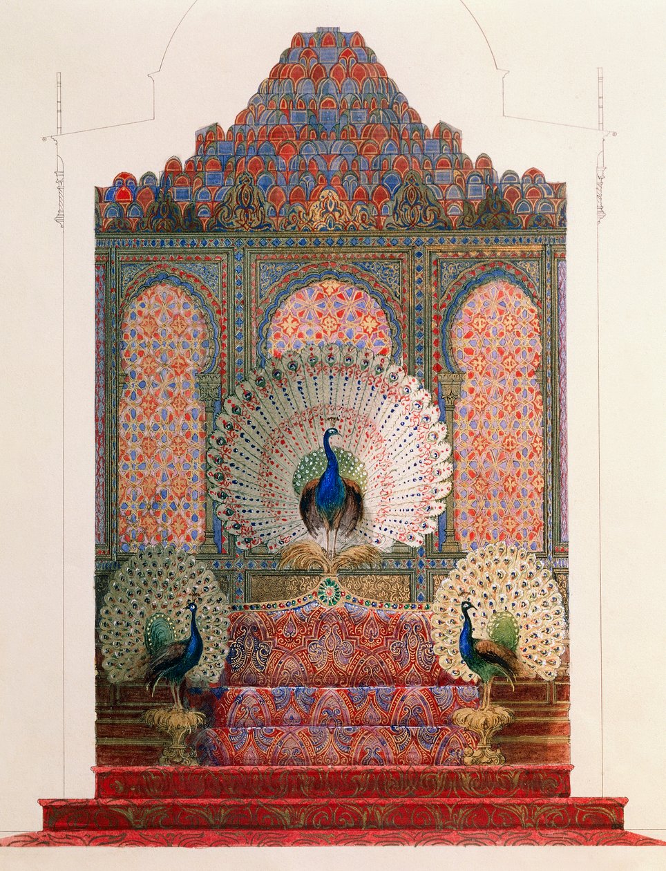 Entwurf für den Pfauenthron des maurischen Kreuzgangs im königlichen Schloss von Ludwig II. in Linderhof von Georg Carl Heinrich Dollmann