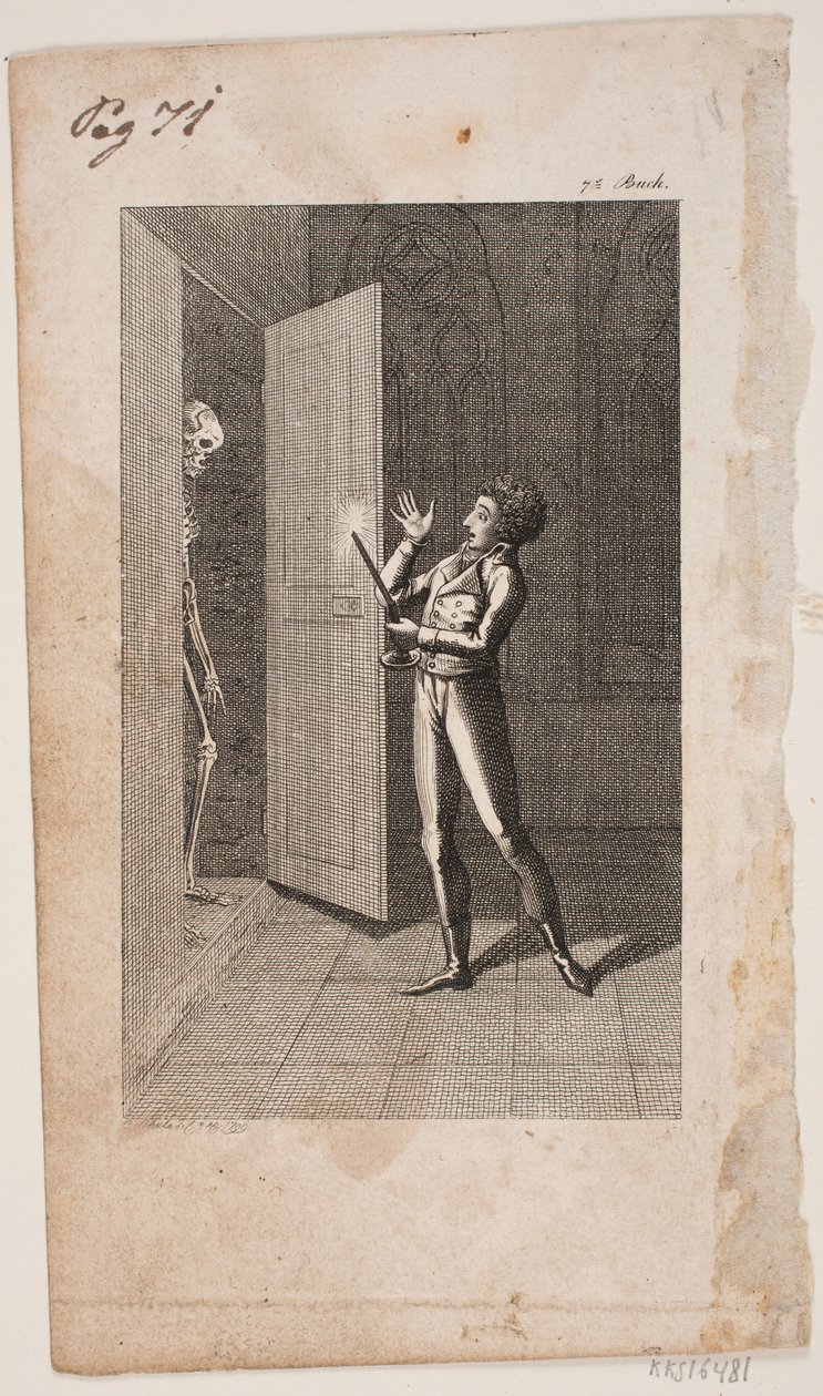 Illustration mit jungem Mann und Skelett von Georg Christian Schule
