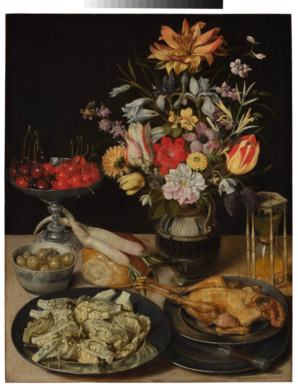 Stilleben mit Blumen und Esswaren von Georg Flegel