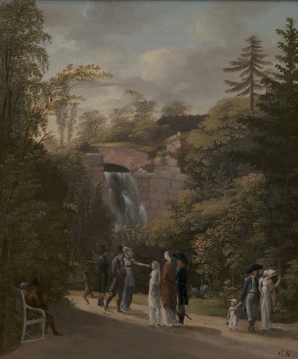 Der Wasserfall im Frederiksberg Garten von Georg Friedrich Kersting