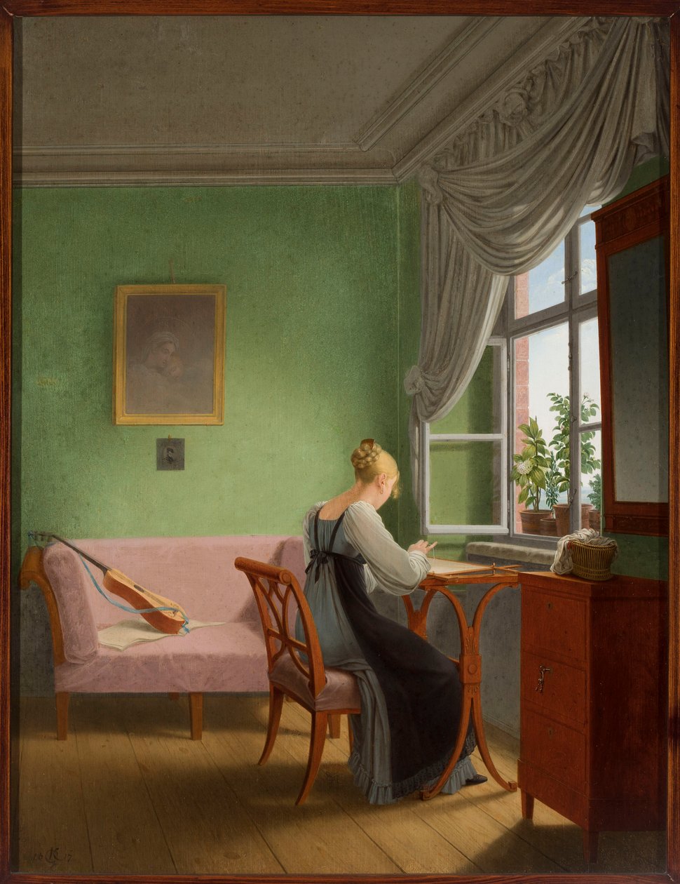 Stickerin am Fenster von Georg Friedrich Kersting