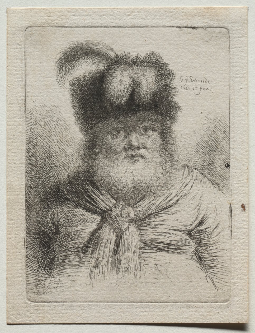 Alter Mann mit einer Pelzmütze von Georg Friedrich Schmidt