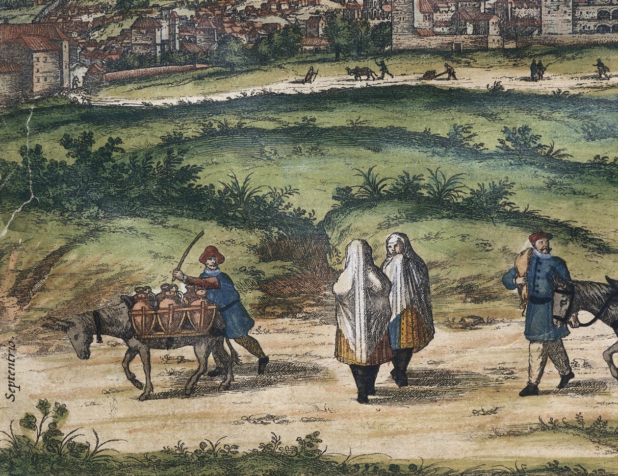 Civitatis Orbis Terrarum (Theatrum orbis terrarum). 1572-1617. Granada (1572). Linkes Detail. Band I. Radierung. Spanien. Kastilien und León. Salamanca. Universität Salamanca von Georg Hogenberg Franz (1535-90) & Ortelius Abraham (1527-98) Braun