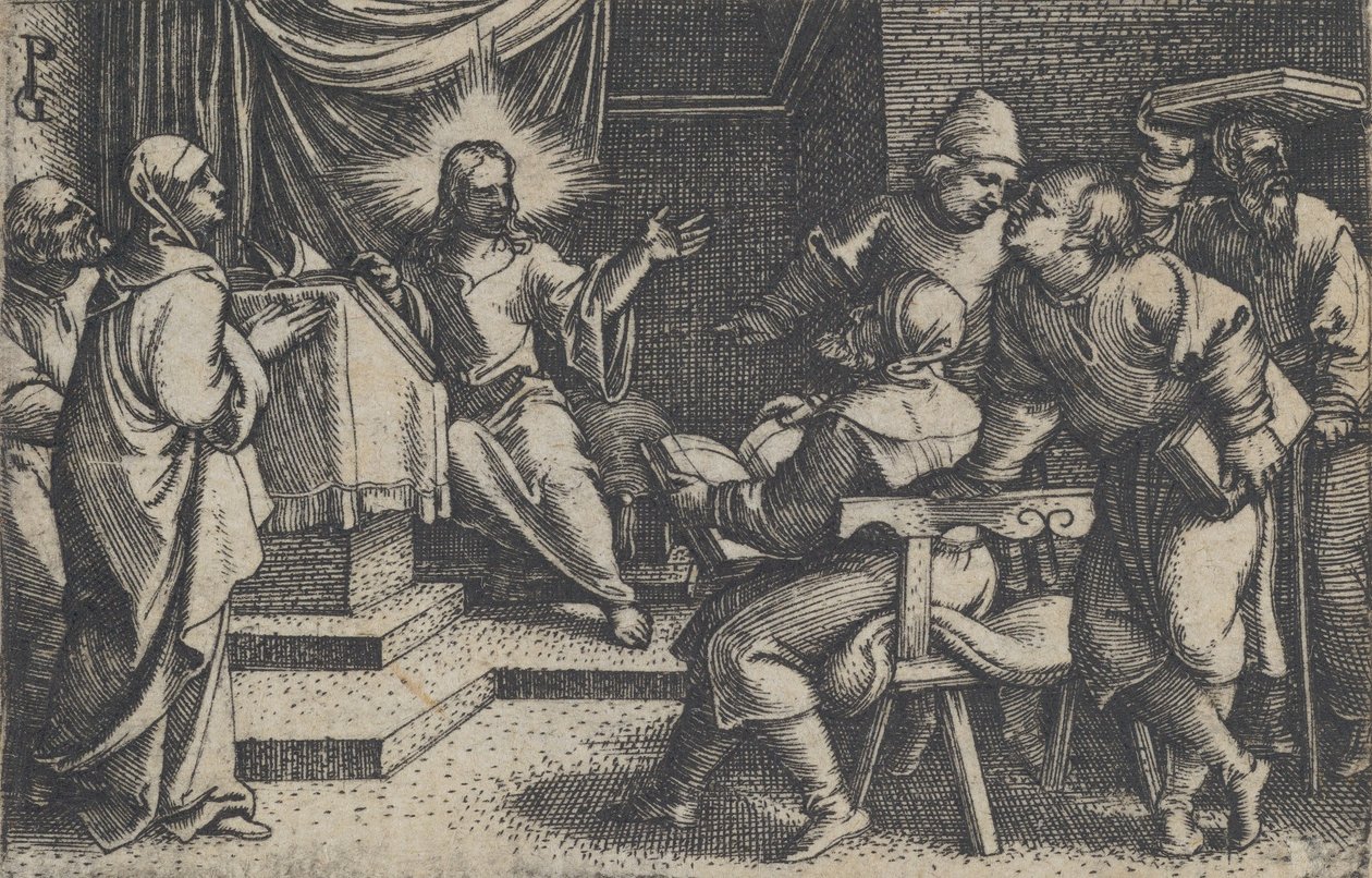 Christus mit den Doktoren im Tempel, aus Die Geschichte von Christus, 1534-35 von Georg Pencz