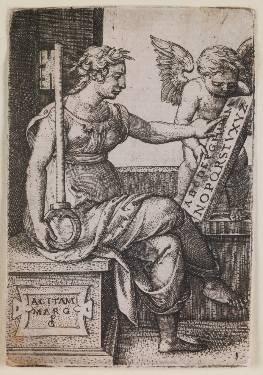 Grammatica, aus der Serie "Die Freien Künste", um 1541 (Gravur) von Georg Pencz