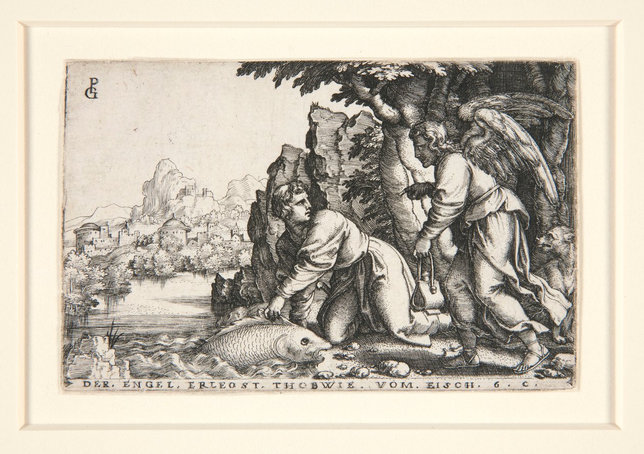 Tobias und der Engel, pl. 5 aus der Serie Die Geschichte von Tobias von Georg Pencz