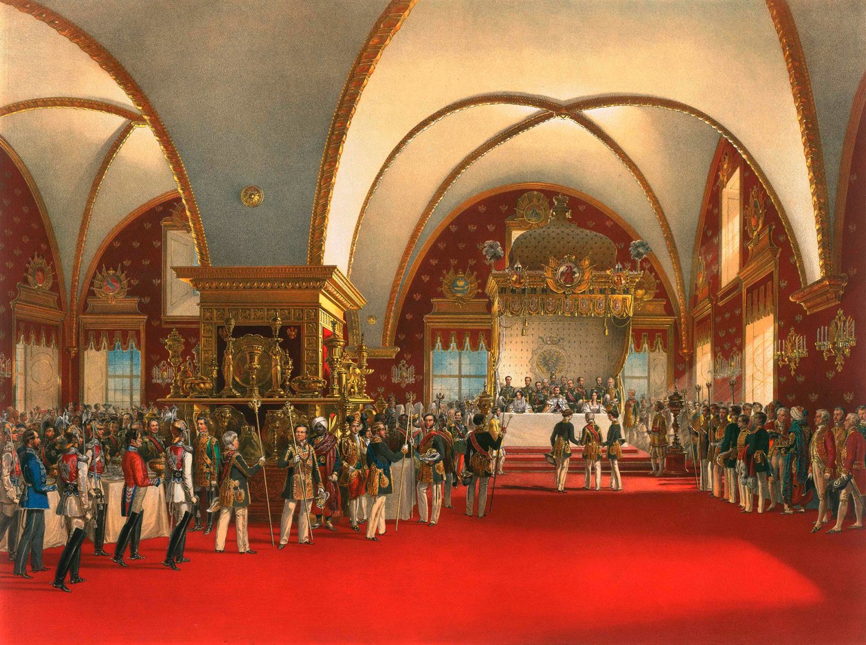 Krönungsbankett im Palast der Facetten im Moskauer Kreml, 1856 von Georg Wilhelm Timm
