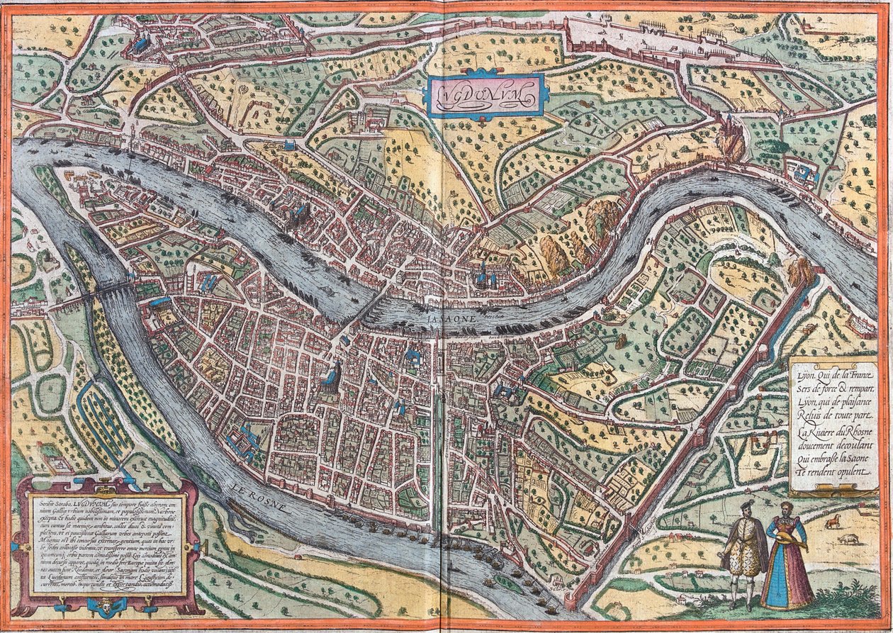 Lyon, Frankreich von Georg and Hogenberg Franz (1535 90) Braun