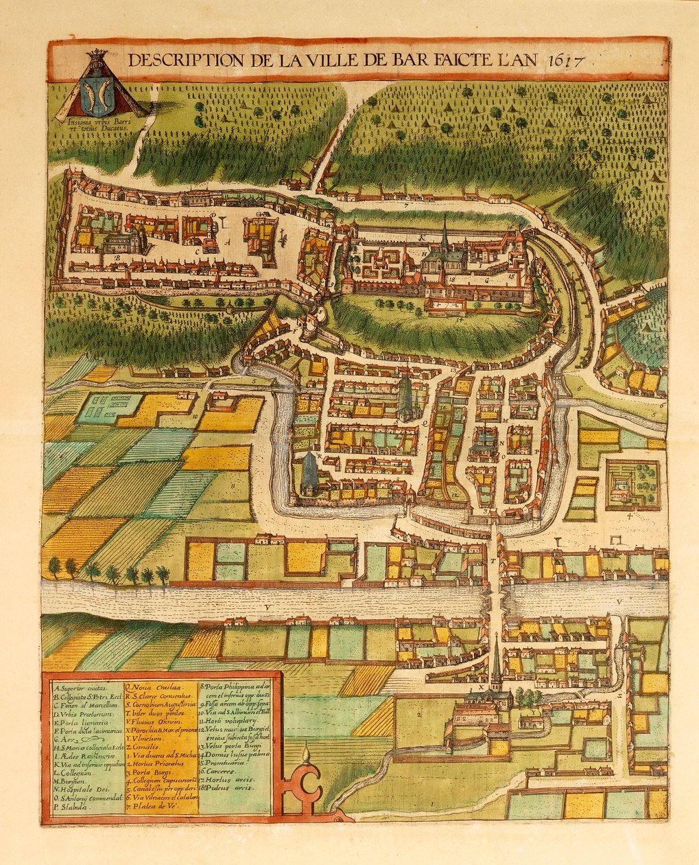 Karte von Bar-Le-Duc aus Civitates Orbis Terrarum von Georg Braun and Hogenberg Franz