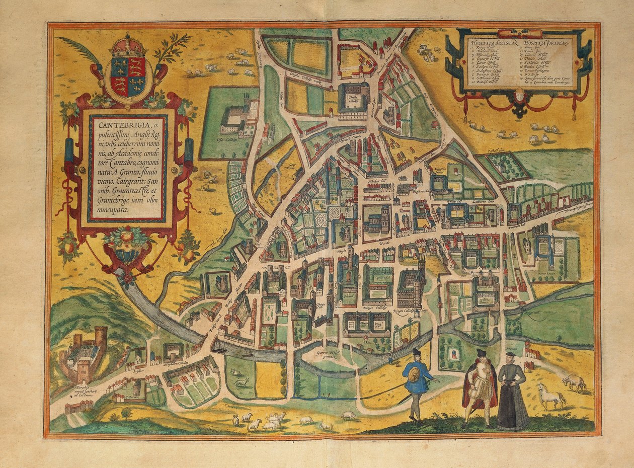 Karte von Cambridge aus Civitates Orbis Terrarum von Georg Braun and Hogenberg Franz