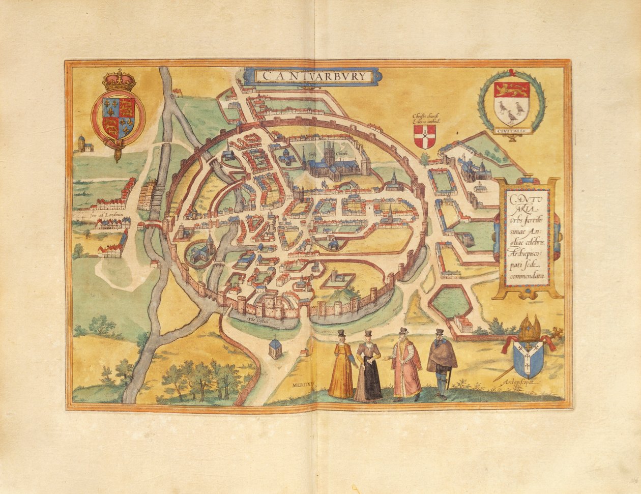 Karte von Canterbury aus Civitates Orbis Terrarum von Georg Braun von Georg Braun and Hogenberg Franz