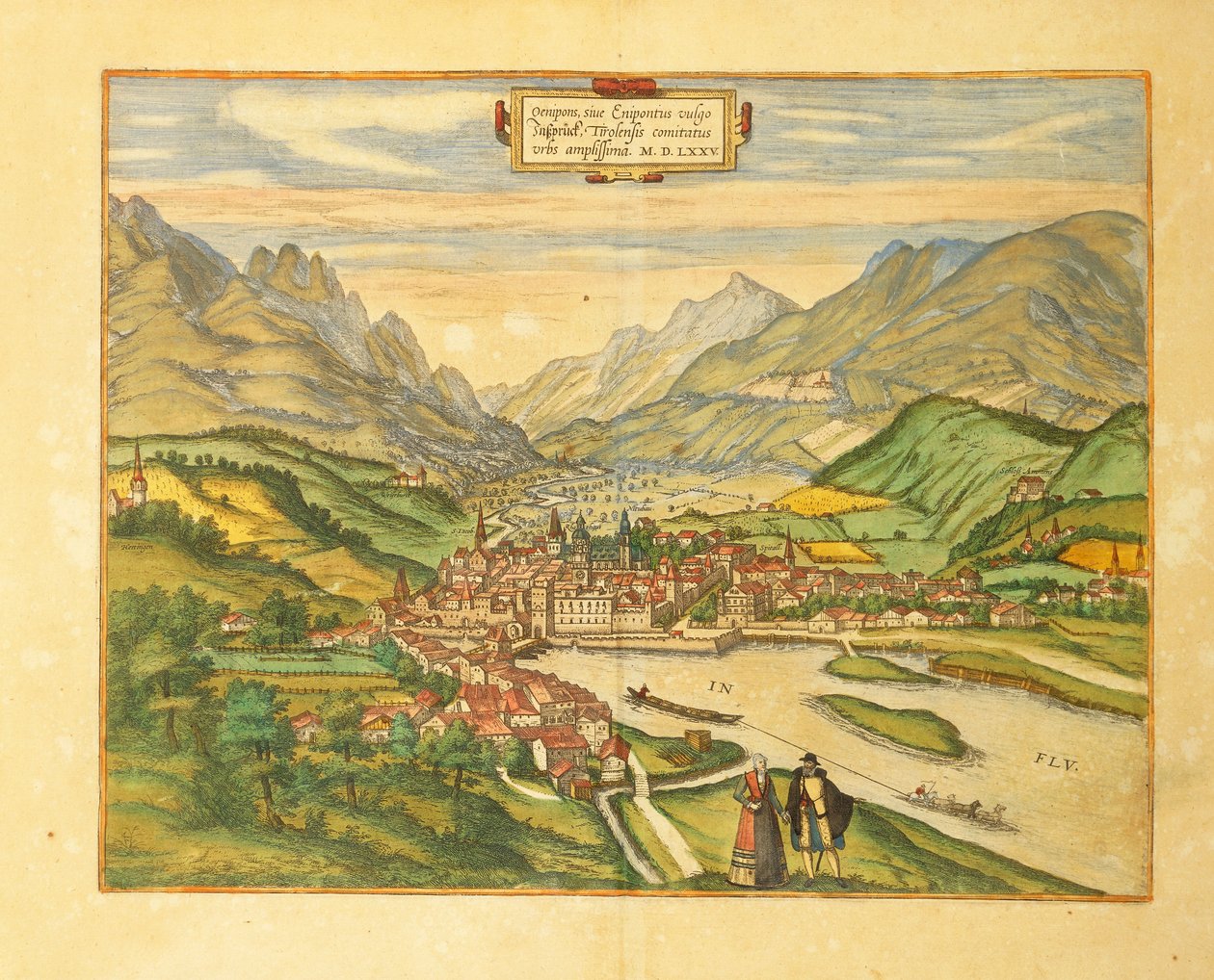 Karte von Innsbruck aus Civitates Orbis Terrarum von Georg Braun von Georg Braun and Hogenberg Franz