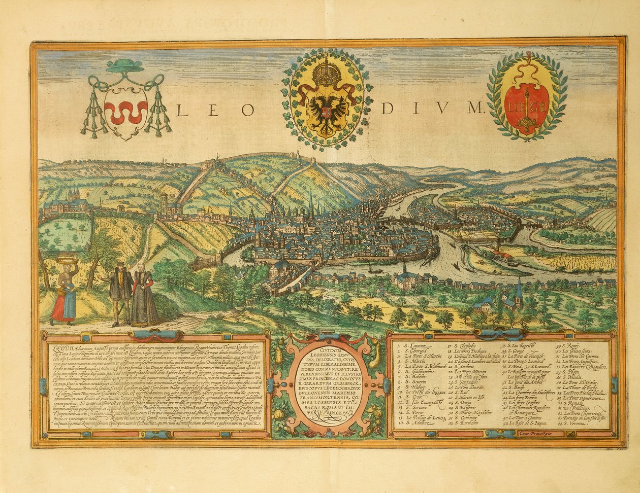 Karte von Lüttich aus Civitates Orbis Terrarum von Georg Braun von Georg Braun and Hogenberg Franz
