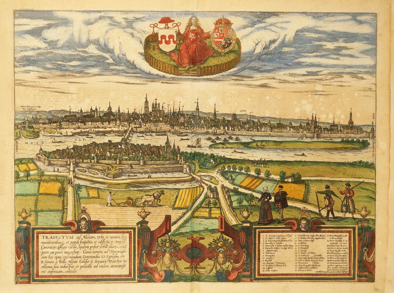 Karte von Maastricht aus Civitates Orbis Terrarum von Georg Braun von Georg Braun and Hogenberg Franz