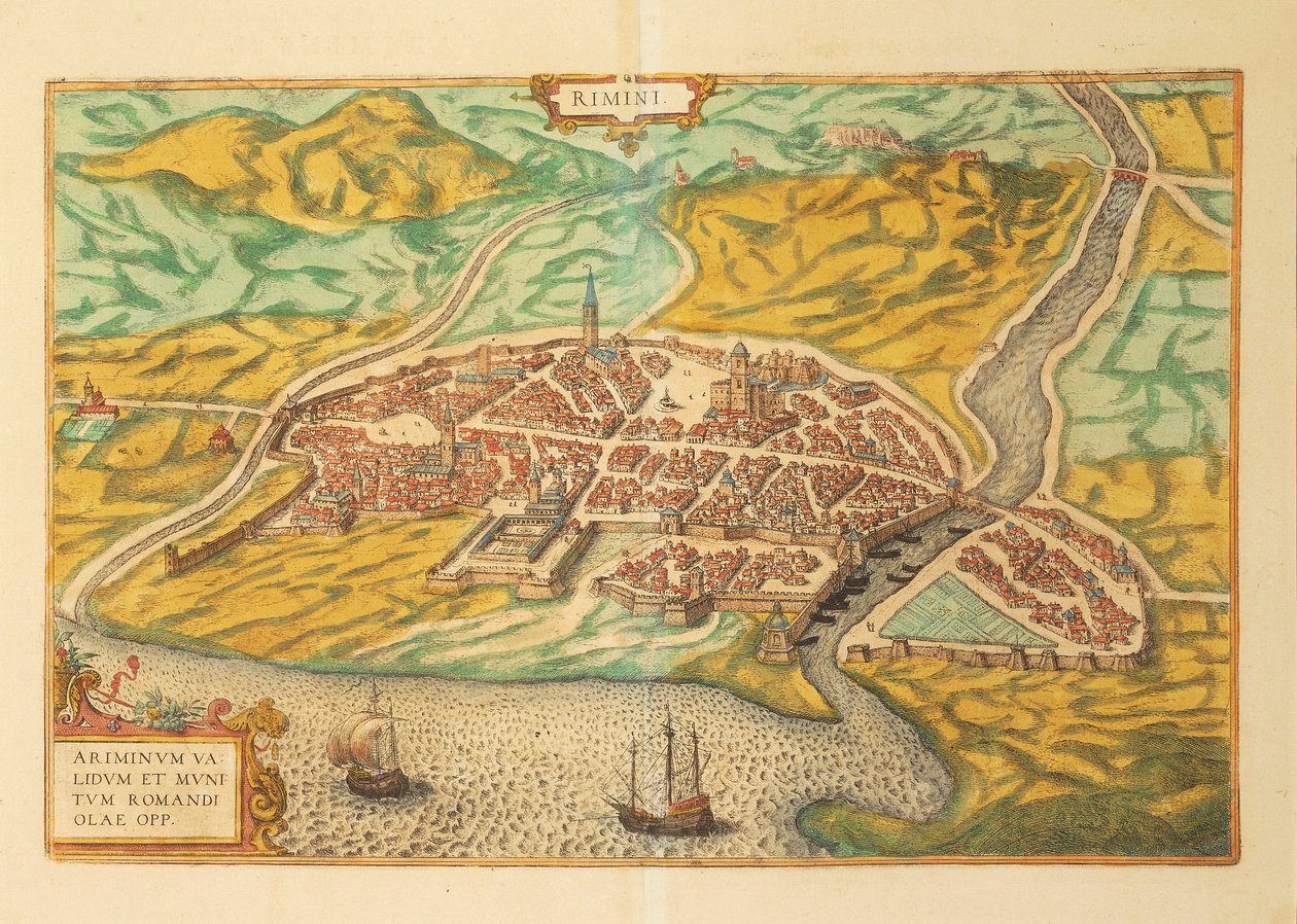 Karte von Rimini aus Civitates Orbis Terrarum von Georg Braun von Georg Braun and Hogenberg Franz