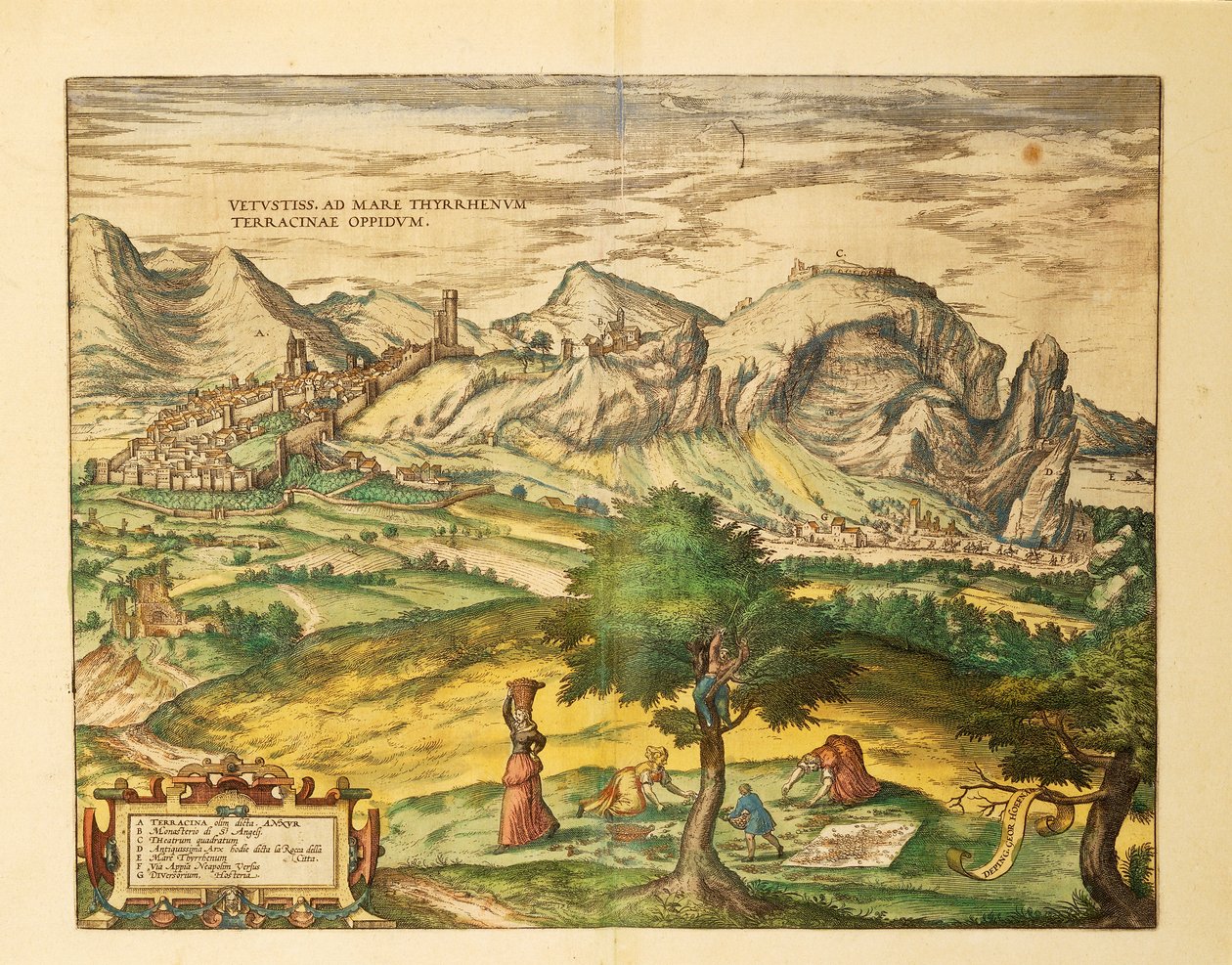 Karte von Terracina, Latium aus Civitates Orbis Terrarum von Georg Braun von Georg Braun and Hogenberg Franz