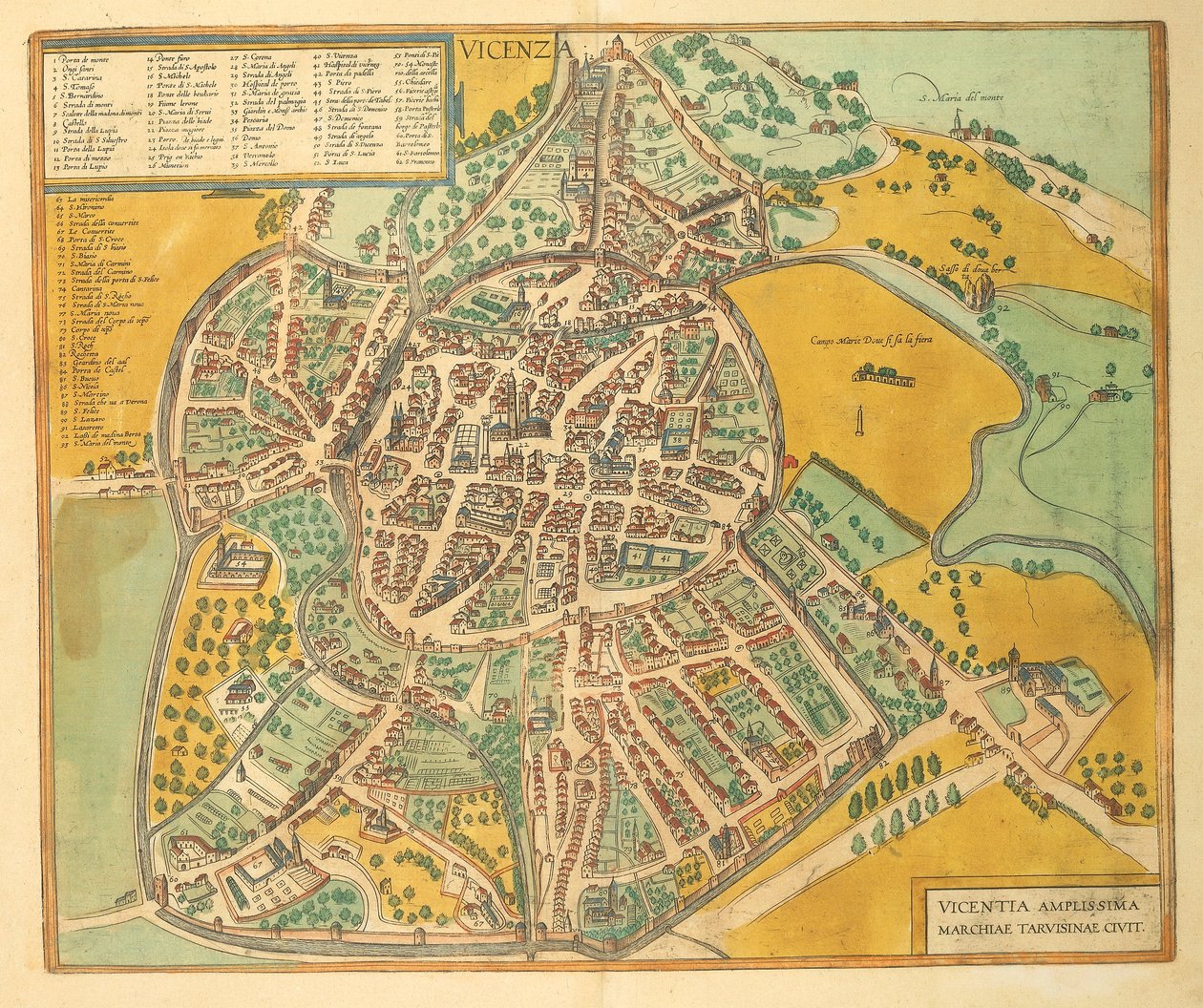 Karte von Vicenza aus Civitates Orbis Terrarum von Georg Braun von Georg Braun and Hogenberg Franz