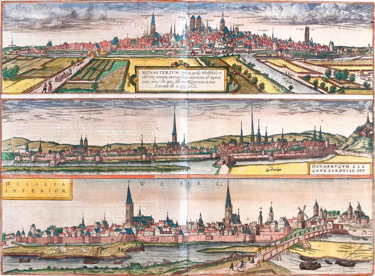 Münster, Osnabrück, Wesel, Deutschland von Georg and Hogenberg Franz (1535 90) Braun