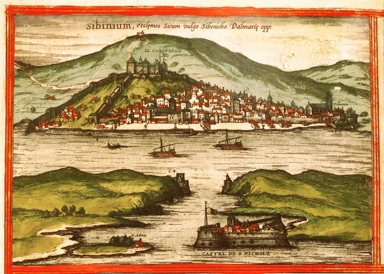 Šibenik, Kroatien von Georg and Hogenberg Franz (1535 90) Braun