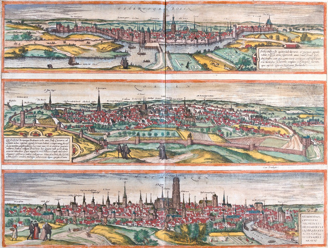 s-Hertogenbosch, Leuven, Machelen, Niederlande, Belgien von Georg and Hogenberg Franz (1535 90) Braun