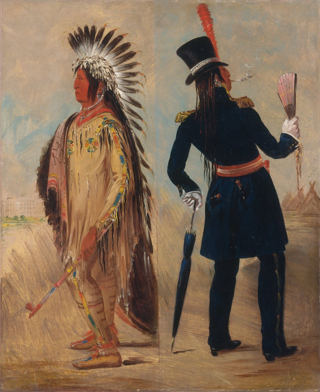 Wi-jún-jon, Taubenei-Kopf (Das Licht) auf dem Weg nach und zurück aus Washington von George Catlin