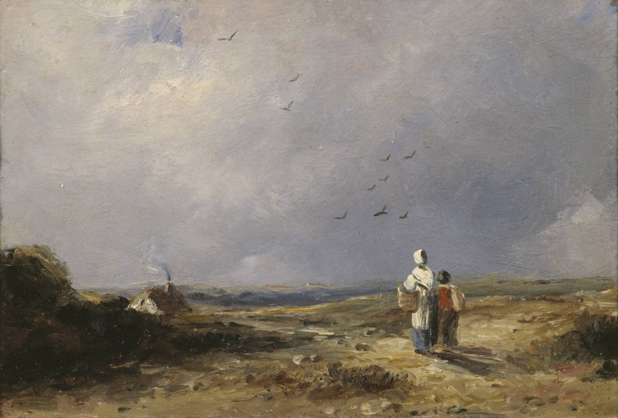 Landschaft mit Hütte und Figuren von George Constable