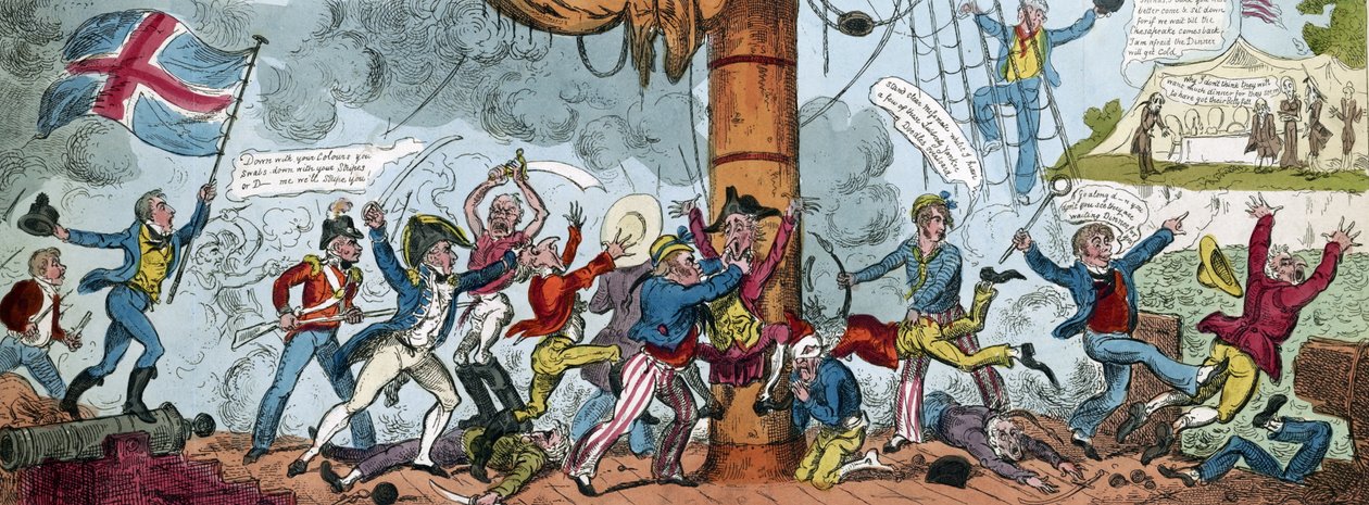 Karikatur einer britischen Entertruppe, 1813 von George Cruikshank