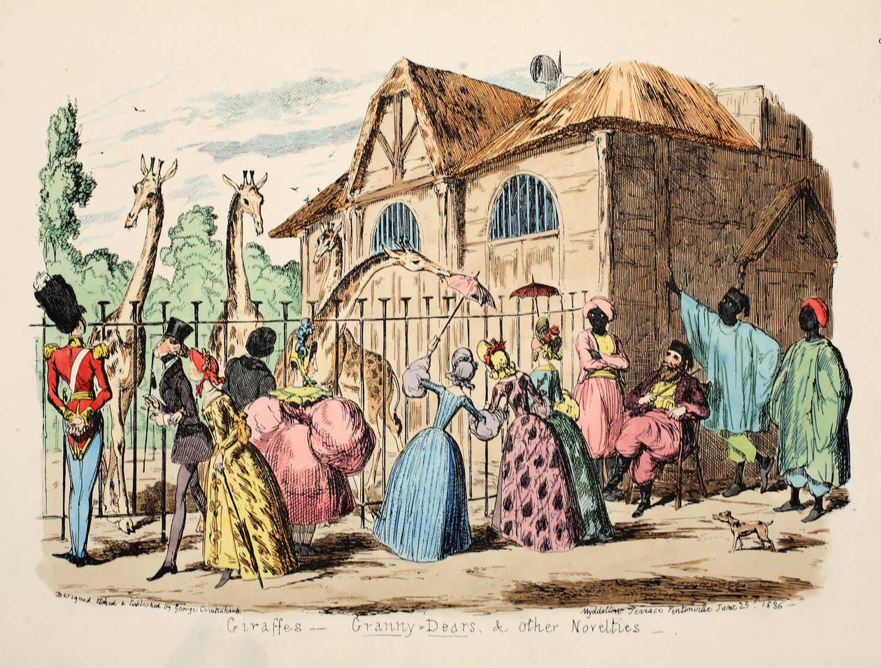 Giraffen - Granny Dears und andere Neuheiten, veröffentlicht 1886 von George Cruikshank