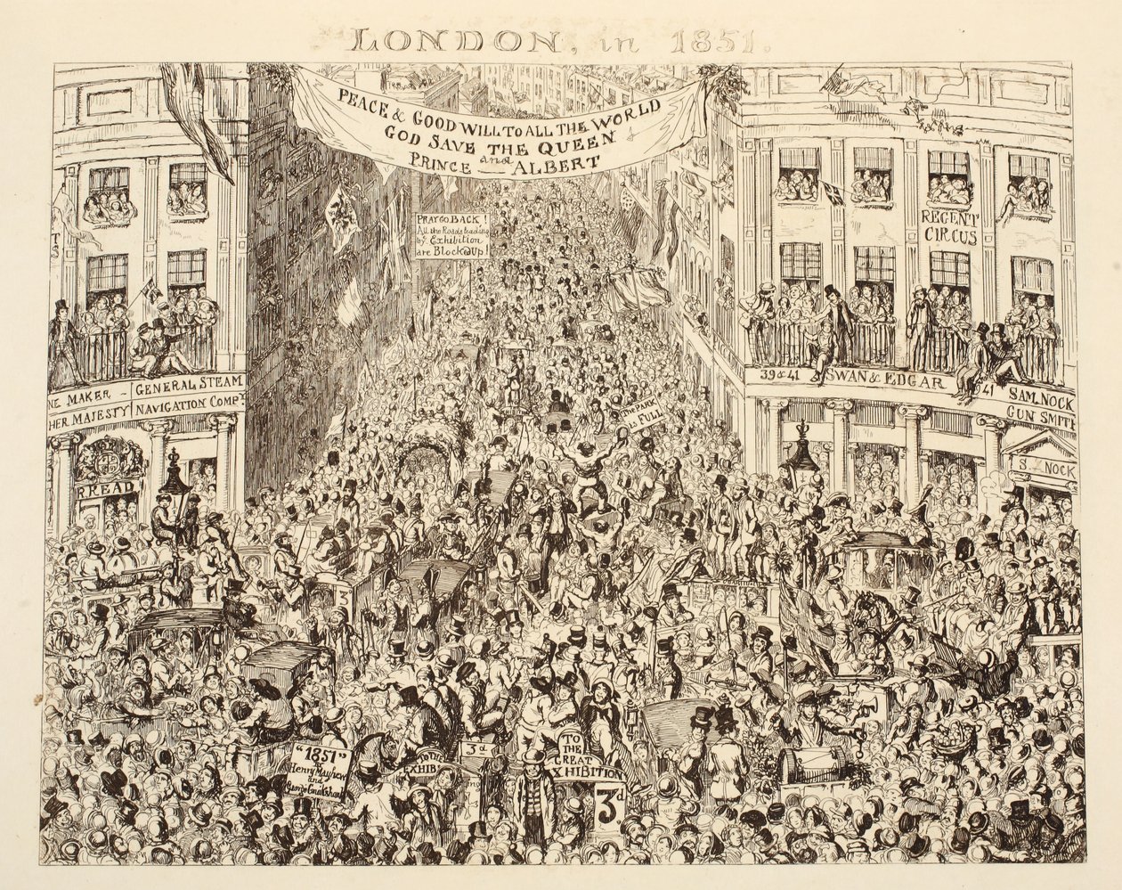 London im Jahr 1851, aus 1851 oder Die Abenteuer von Herrn und Frau Sandboys und Familie, die nach London kamen, um sich zu amüsieren und die Große Ausstellung zu sehen von George Cruikshank