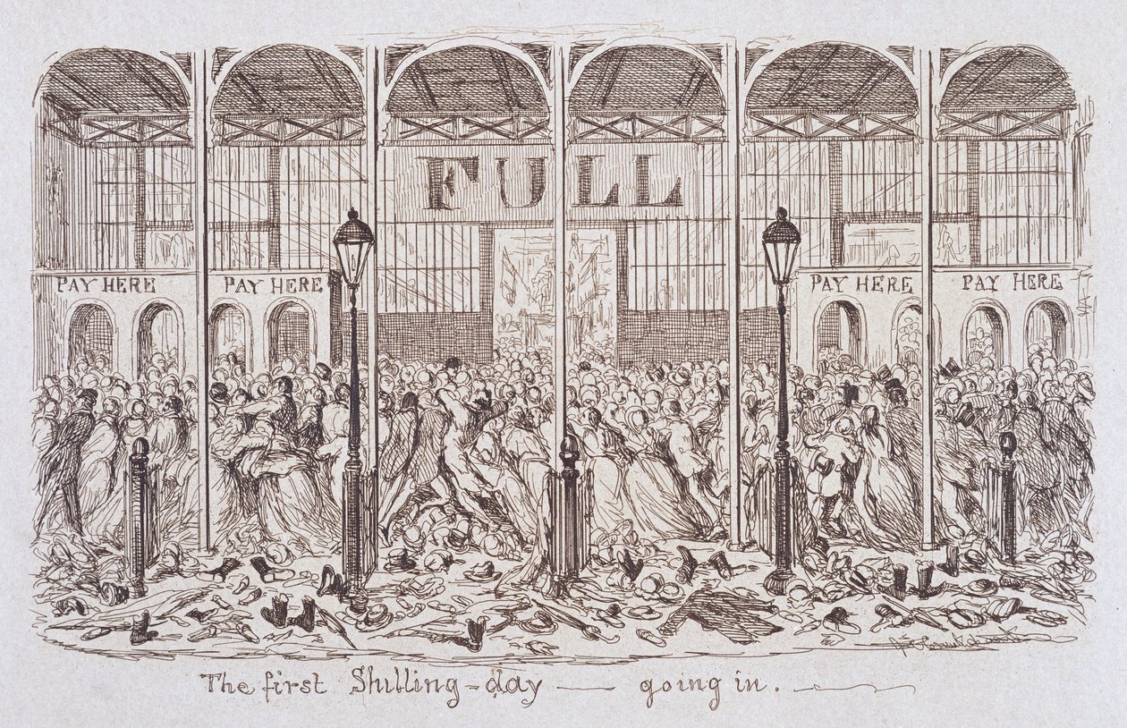 Mayhews Große Ausstellung von 1851: Der erste Schilling-Tag - Eintritt, 1851 von George Cruikshank