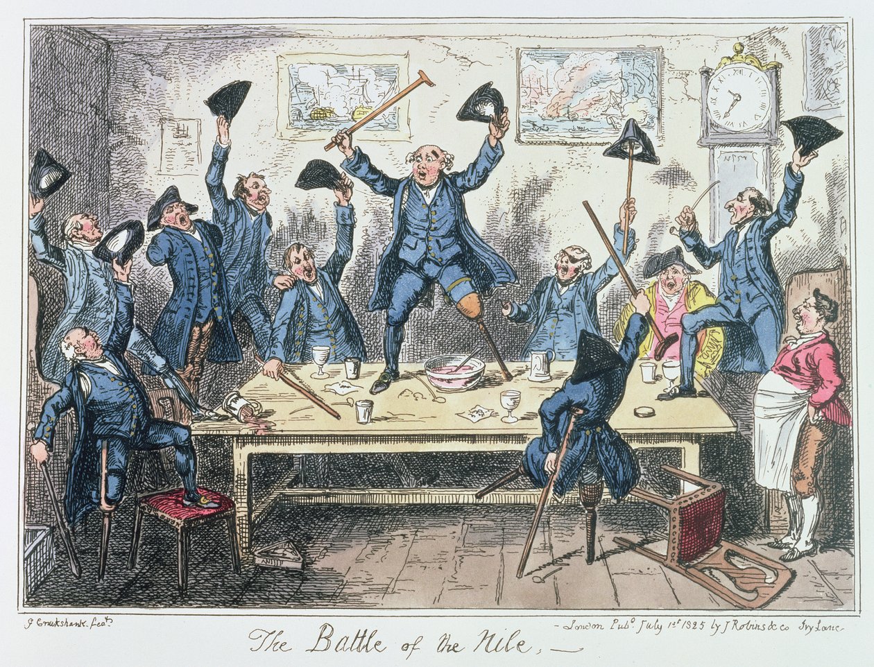 Die Schlacht am Nil, veröffentlicht von James Robins und Co., 1. Juli 1825 von George Cruikshank