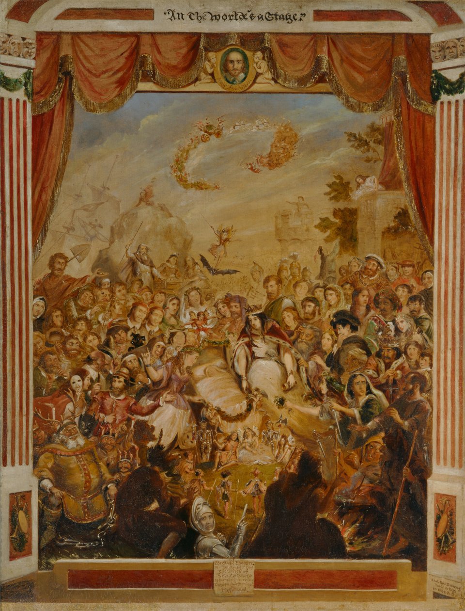 Der erste Auftritt von William Shakespeare auf der Bühne des Globe Theaters von George Cruikshank