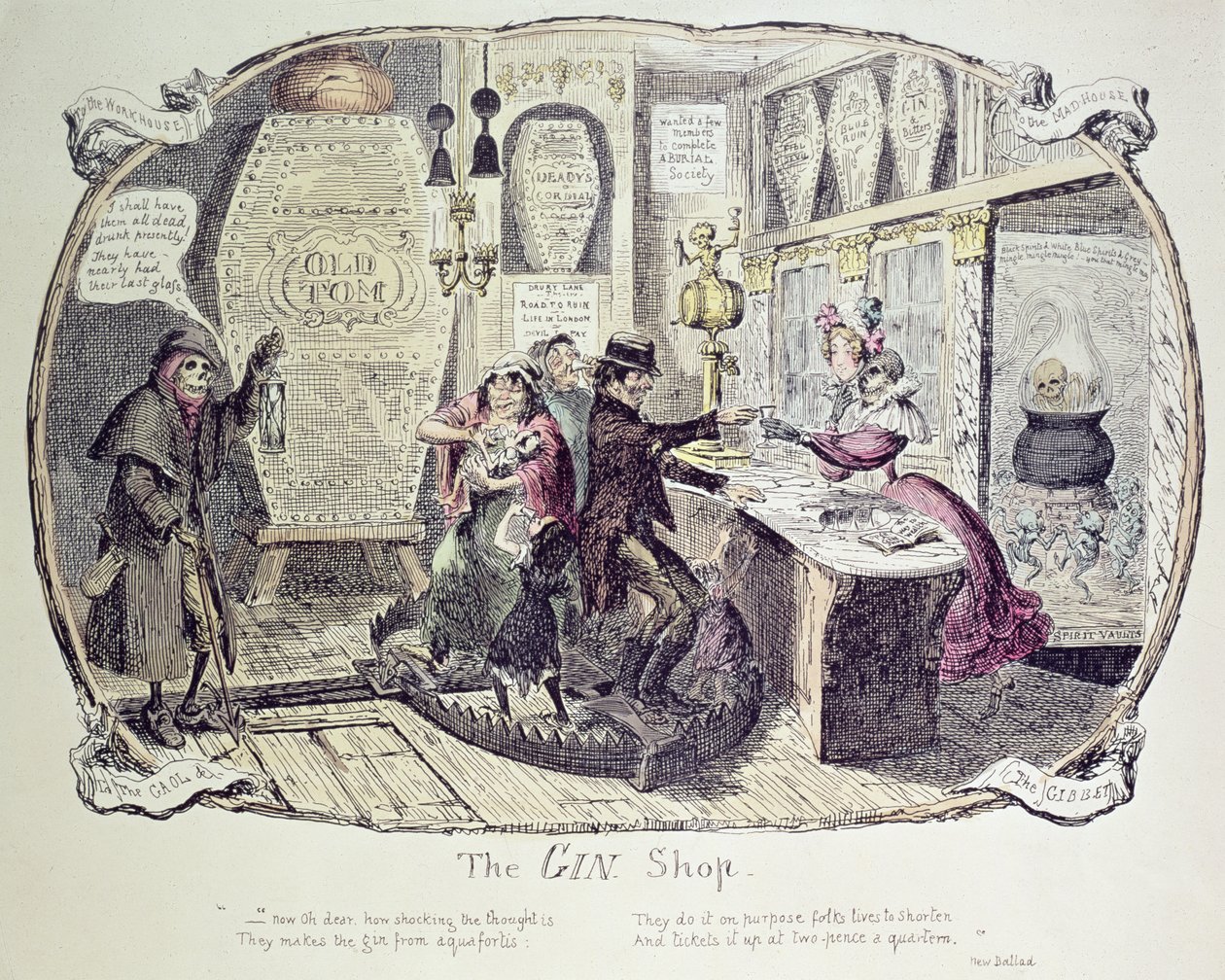 Der Gin-Laden, 1829 von George Cruikshank