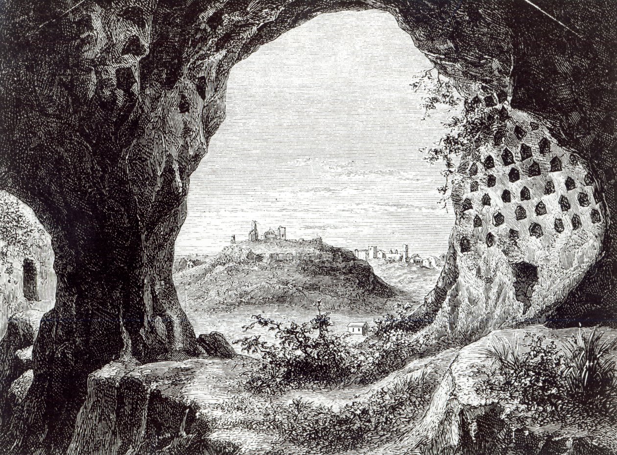 Kolumbarium, mit einer Fernsicht auf Toscanella von George Dennis