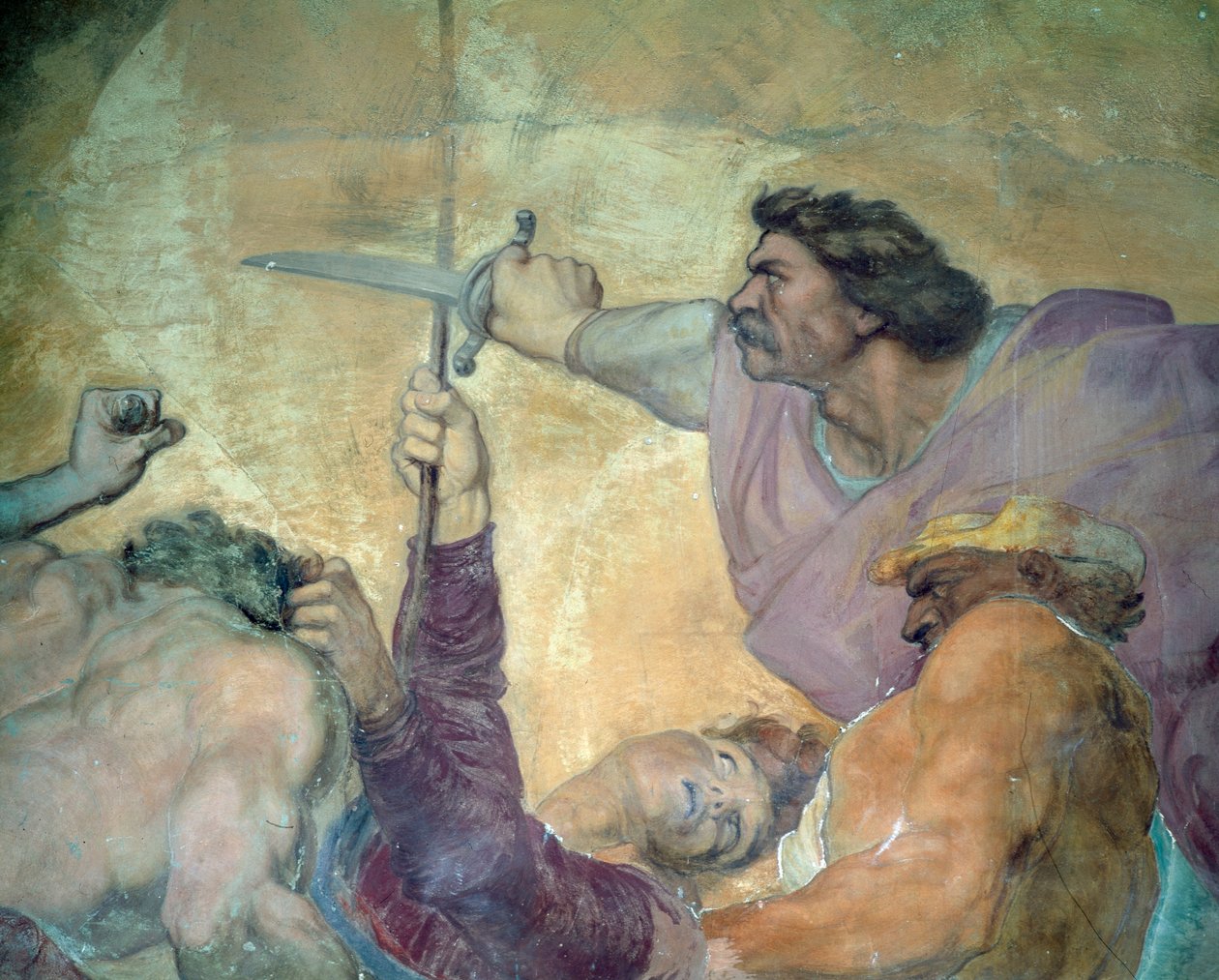 Detail der Bestrafung des Arztes, Villa Medicea di Careggi (Fresko) von George Frederick Watts