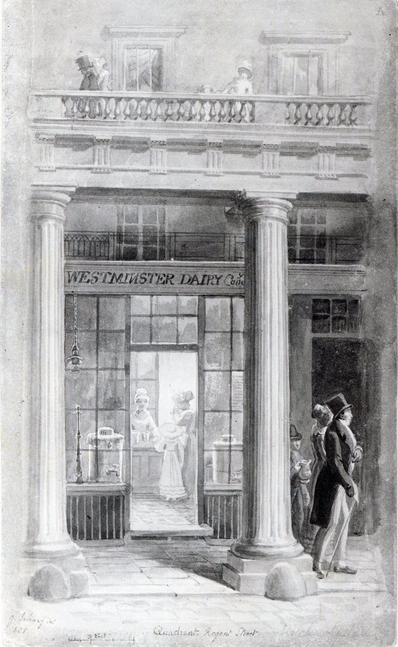 Westminster Tagebuch, The Quadrant, Regent Street, London 1825 von George Snr Scharf