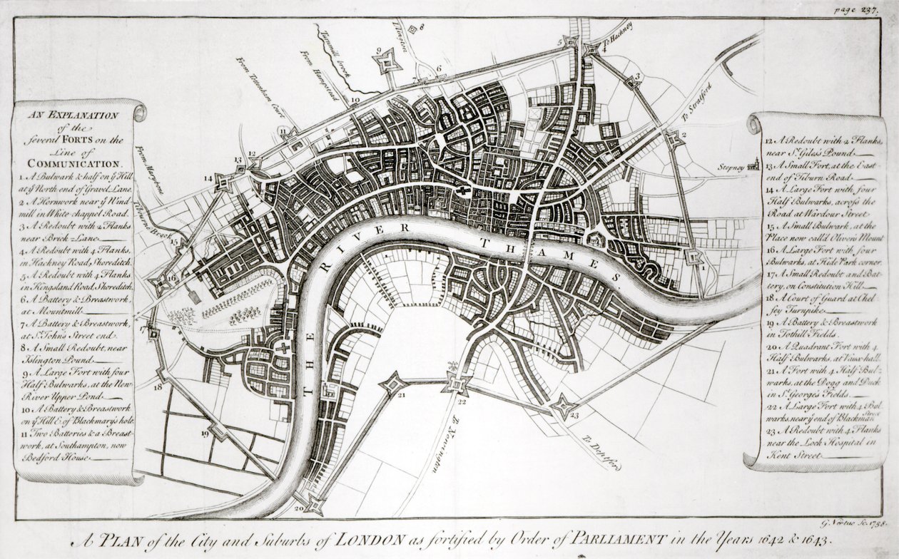 Londoner Befestigungen in den Jahren 1642 und 1643, 1738 von George Vertue