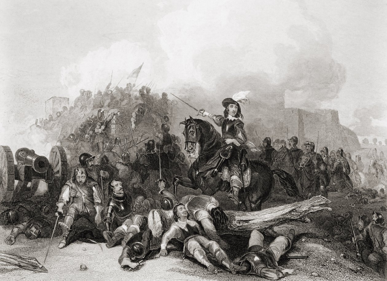 Der Sturm auf Bristol, 26. Juli 1643, graviert von J.C. Varrall von George (after) Cattermole