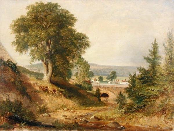Kanal-Aquädukt überquert einen Bach, ca. 1840-49 von George (attr.) Harvey