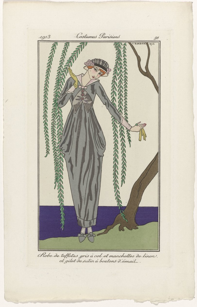 Journal des Dames et des Modes, Costumes Parisiens, 1913, Nr. 91: Taffetakleid von George Barbier