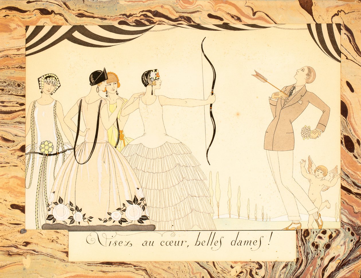 Zielt auf das Herz, schöne Damen! Aus Le Bonheur du Jour ou, Les Graces à la Mode, 1924 von George Barbier
