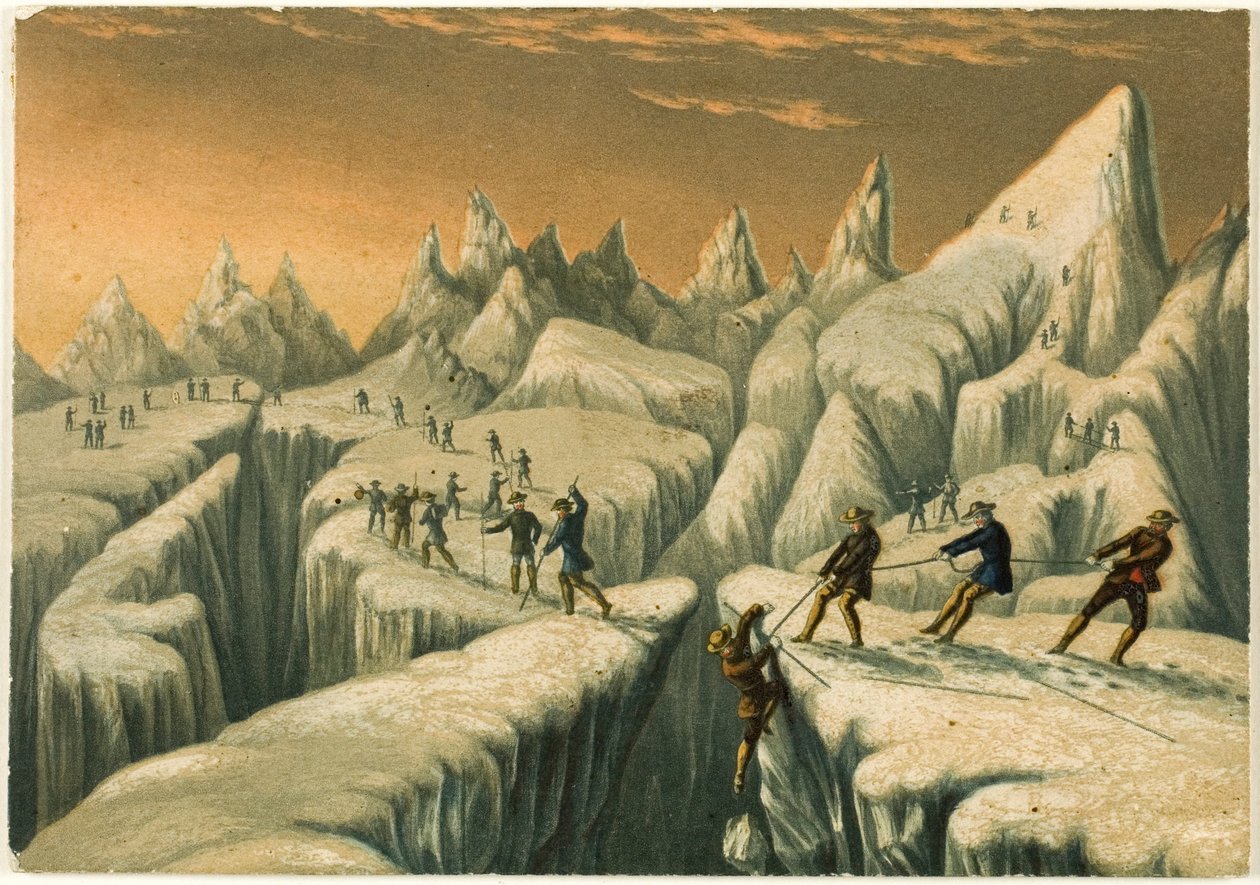 Der Gletscher du Taconnay, aus Der Aufstieg des Mont Blanc von George Baxter