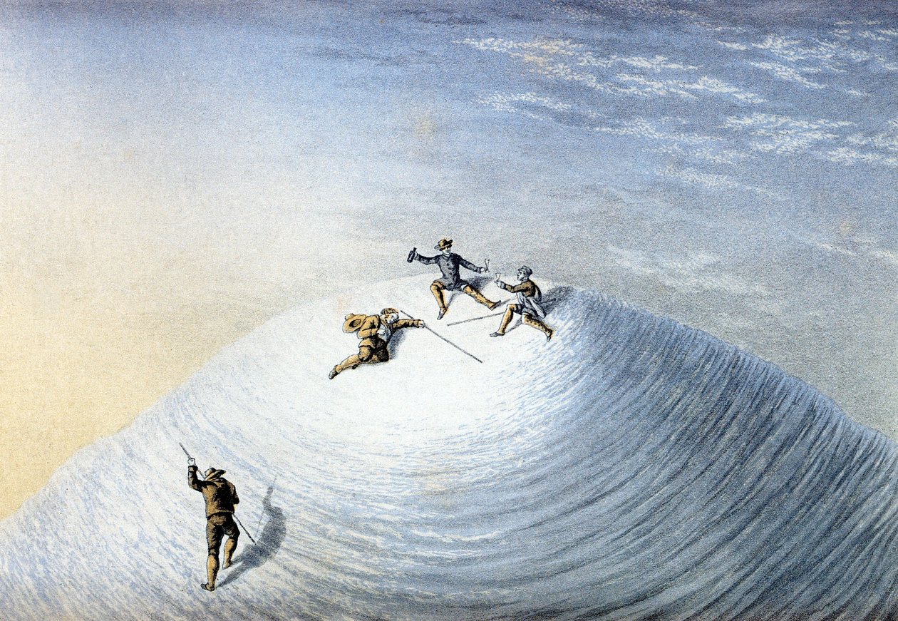 Der Aufstieg des Mont Blanc durch Albert Smith im Jahr 1851 (farbige Gravur) von George Baxter