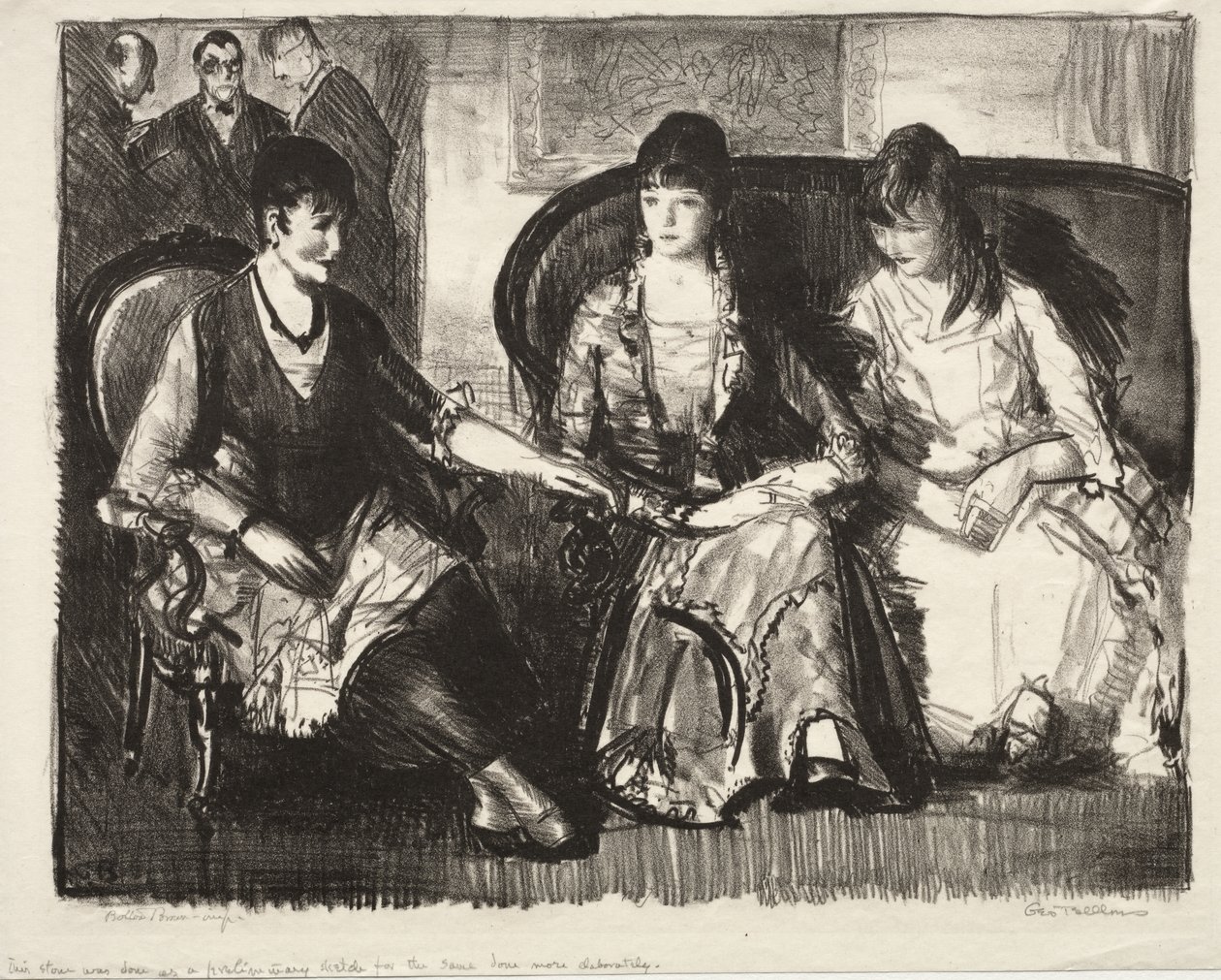 Elsie, Emma und Marjorie, Erster Stein von George Bellows