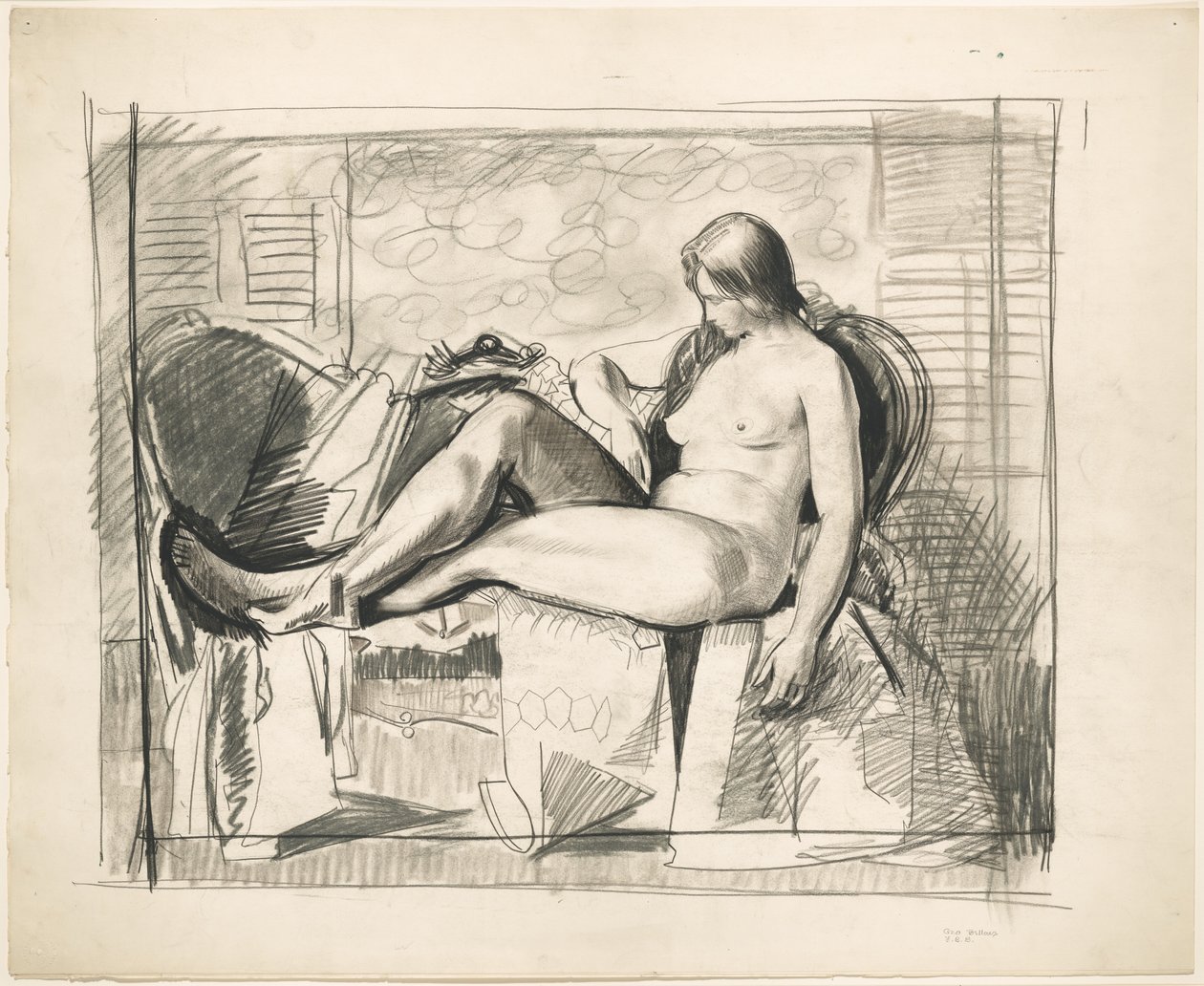 Studie für Akt mit sechseckiger Decke von George Bellows