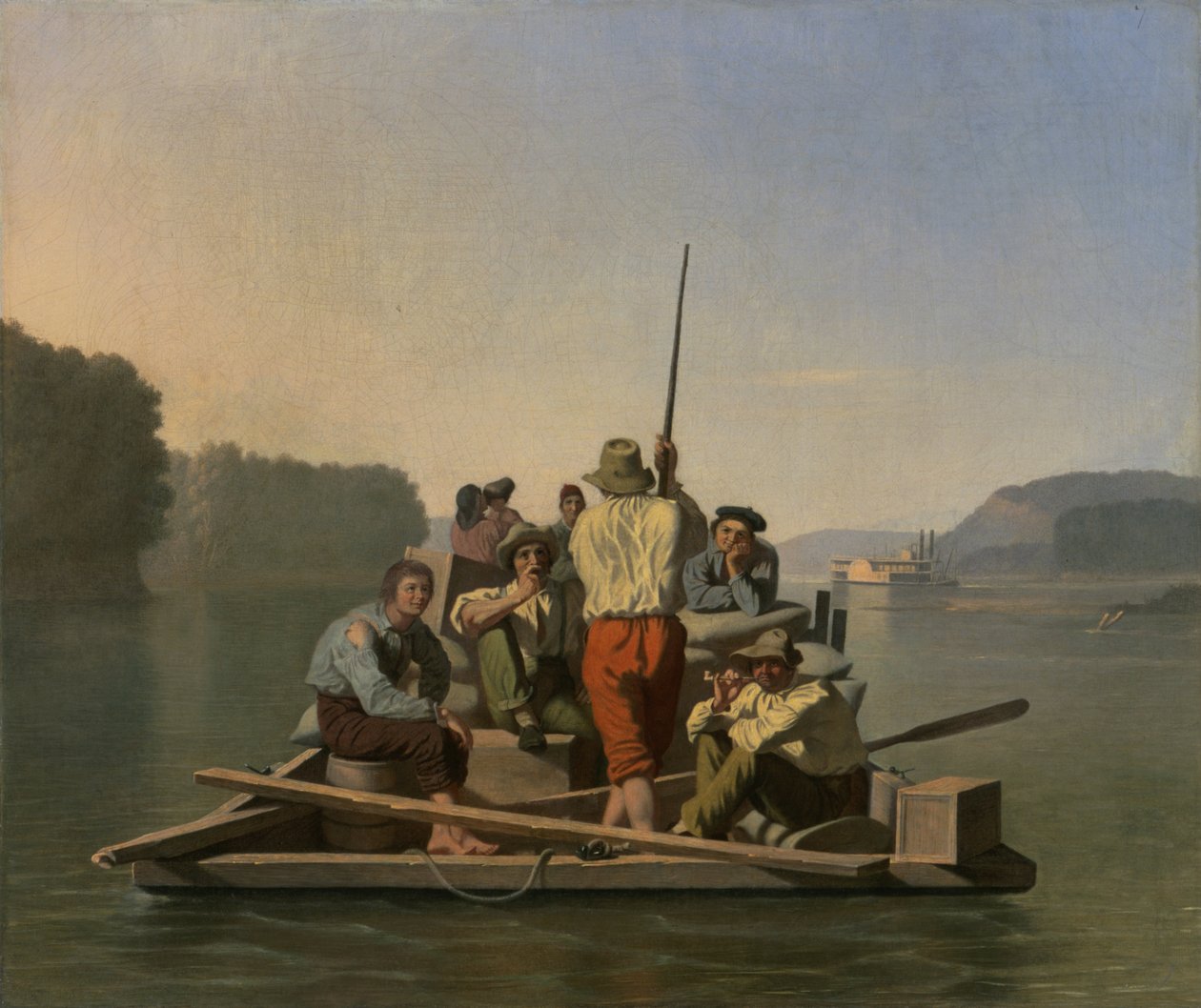 Leichter entlastet ein auf Grund gelaufenes Dampfschiff von George Caleb Bingham