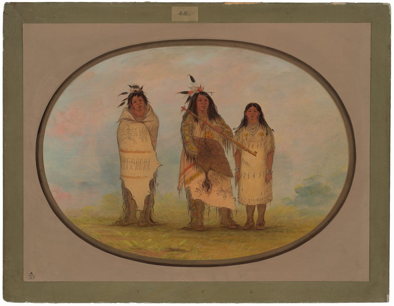 Ein Cheyenne-Häuptling, seine Frau und ein Medizinmann von George Catlin